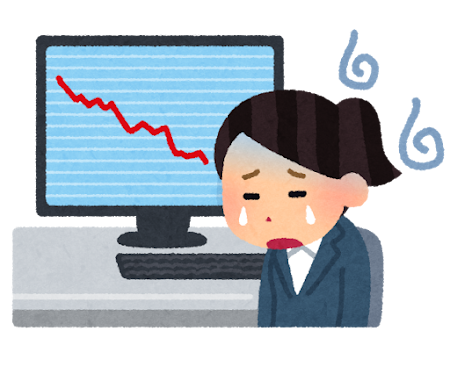 株価下落に落胆するトレーダーのイラスト