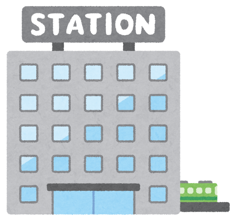 大きな駅のイラスト（千葉駅・都市構造比較）