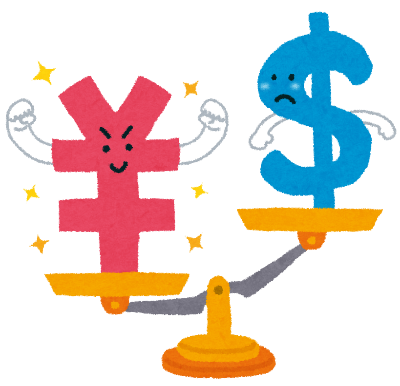 円高ドル安のイラスト